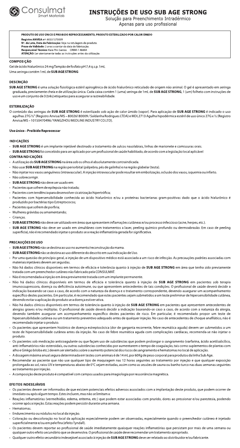 Capa das instruções de uso SubAge Strong