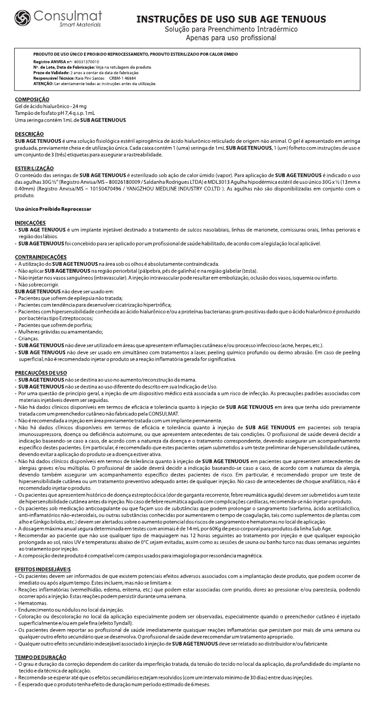 Capa das instruções de uso SubAge Tenuous